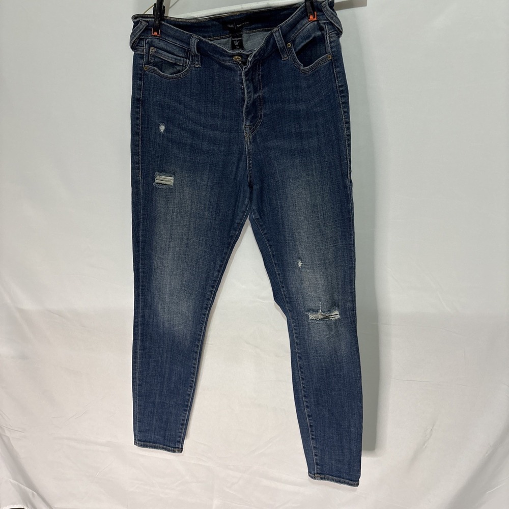 True Religion Halle High Rise Super Skinny Jeans Blue Distressed Women 31 x 27